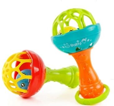Baby Rattles toy Intelligence Grasping Gums Plastic Hand Bell Rattle Funny Educational Mobiles Toys Birthday Gifts WJ482