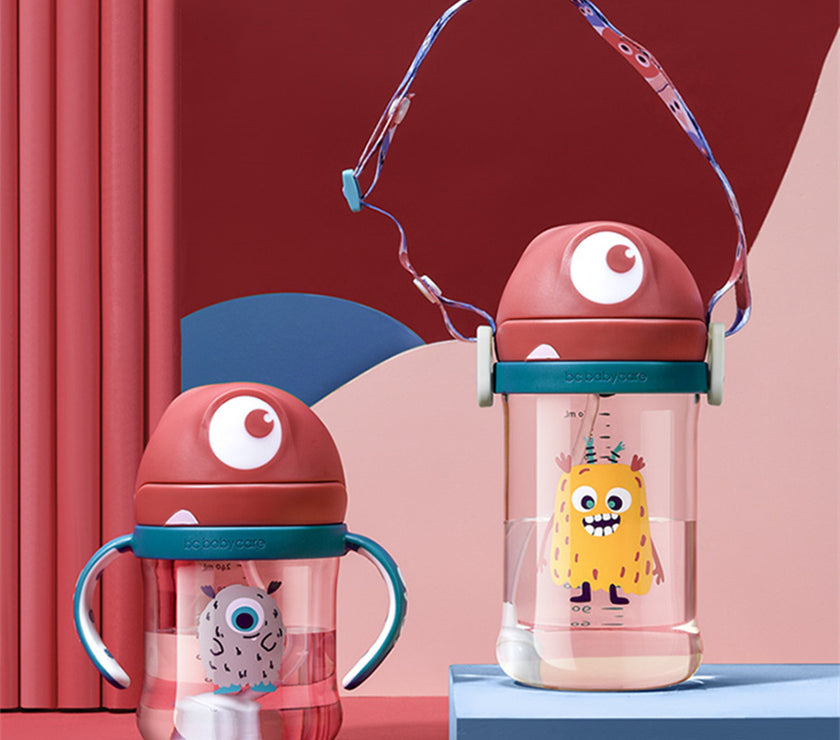 Babycare 240ml Baby Sippy Cup Cute Shape Anti-Choke Straw Baby Water Bottle