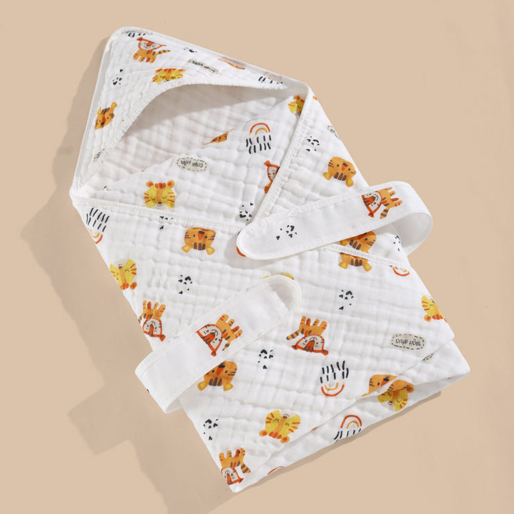 Cotton Gauze Blanket Hooded Keep Warm
