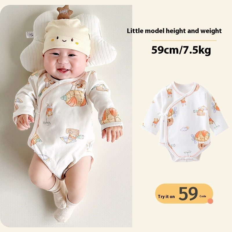 Baby Rompers Spring And Autumn Boneless Class A Pure Cotton Rompers