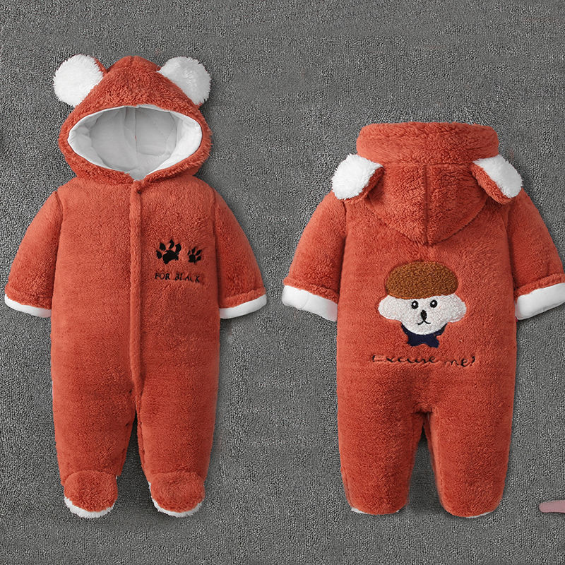 Winter Thickened Simple Solid Color Baby Onesies
