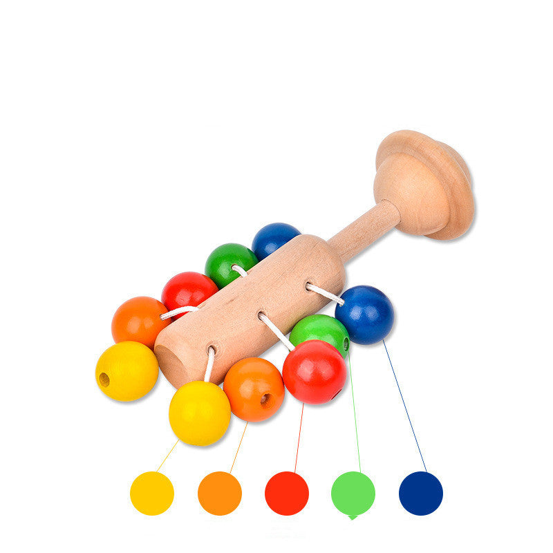Wooden Rattles Rainbow Handbell Orff Musical Instruments