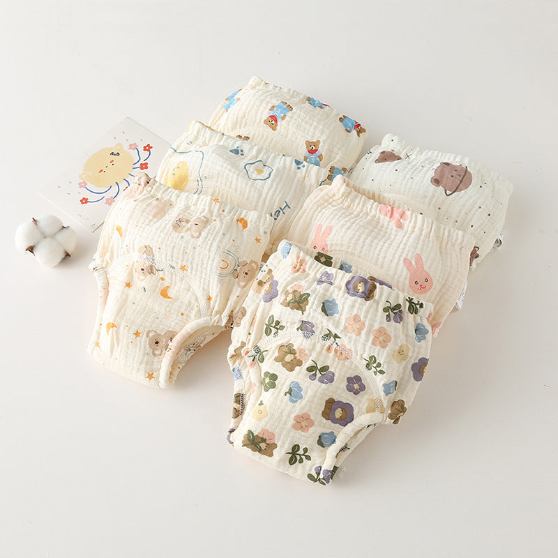 Gauze Cotton Baby's Ring Urine Training Training Pants Gauze Diaper Pants Waterproof Diaper Pure Cotton Diaper Pants