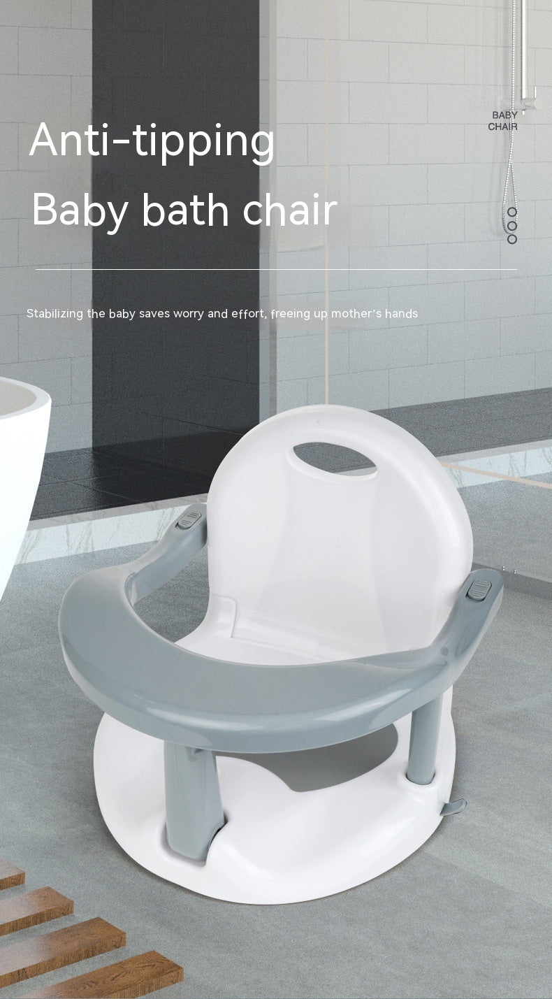 "Eco-friendly anti-dumping baby bath stool with non-slip base"

