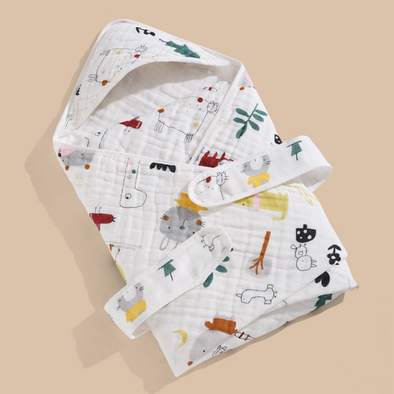 Cotton Gauze Blanket Hooded Keep Warm