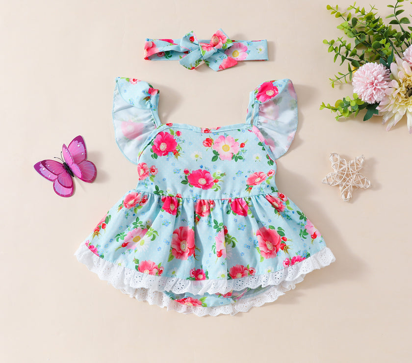 Baby Floral Romper Rompers Jumpsuit Skirt
