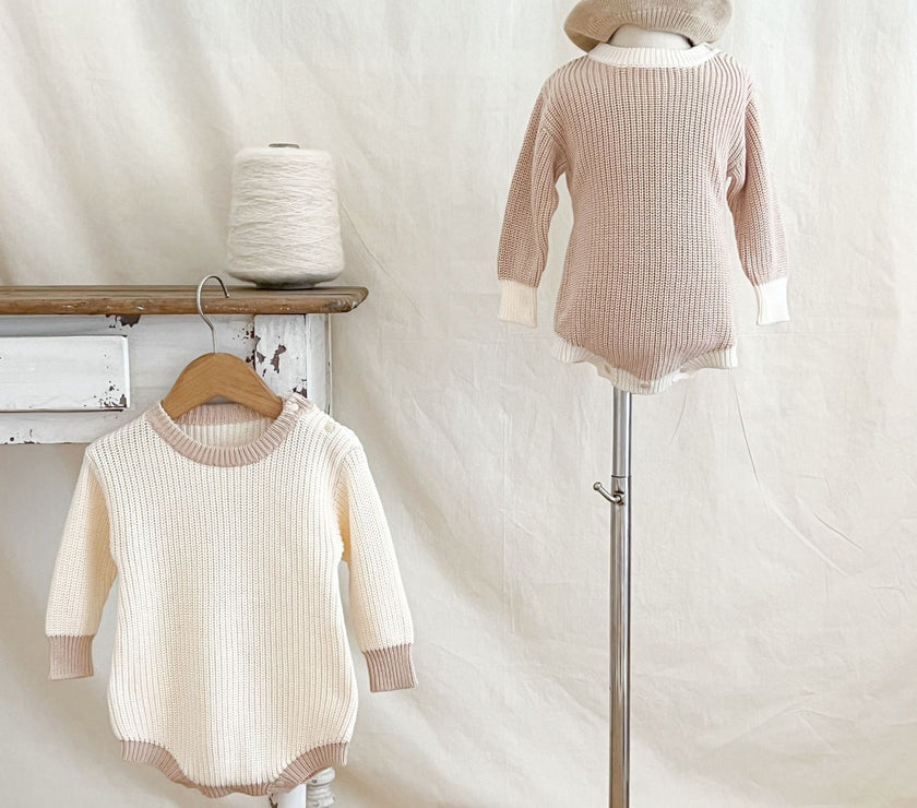 Clothes For Babies Autumn Western Style Knitted Jumpsuit Men And Women Baby Sweater Going Out Rompers Onesie Romper