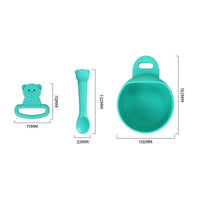 Silicone baby bowl and spoon set – food-grade, BPA-free suction bowl with soft-tip spoon for safe toddler feeding.
