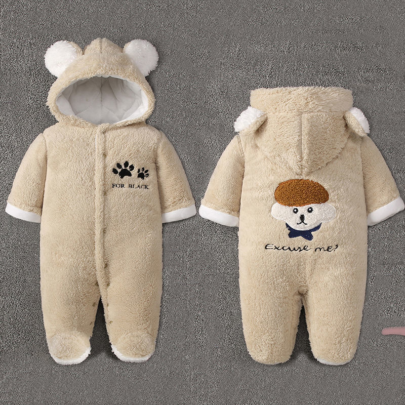 Winter Thickened Simple Solid Color Baby Onesies