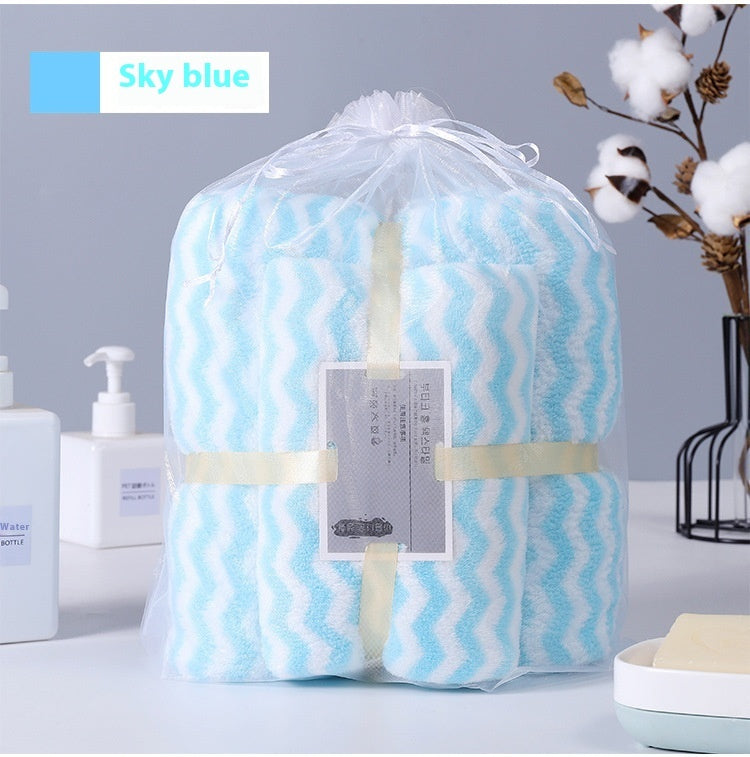 Water Ripple Coral Fleece Towels Child And Mother Suit Two-piece Set