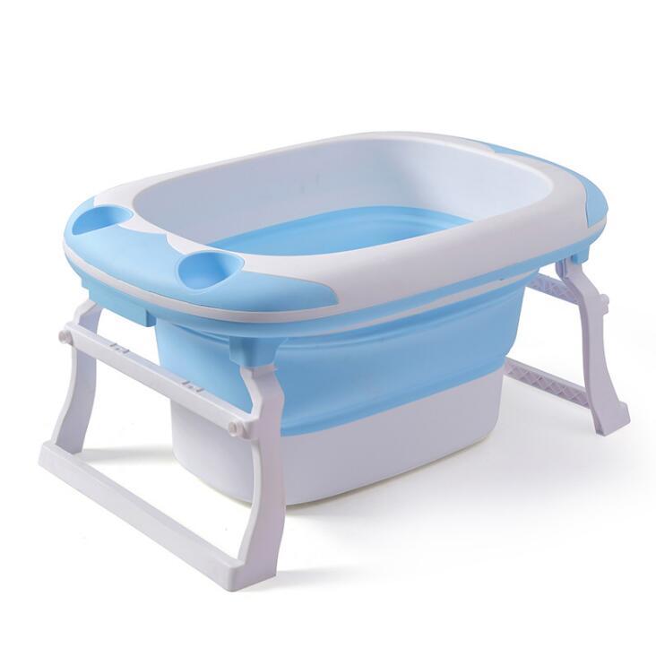 Foldable large baby bath tub with thick edges and seat design