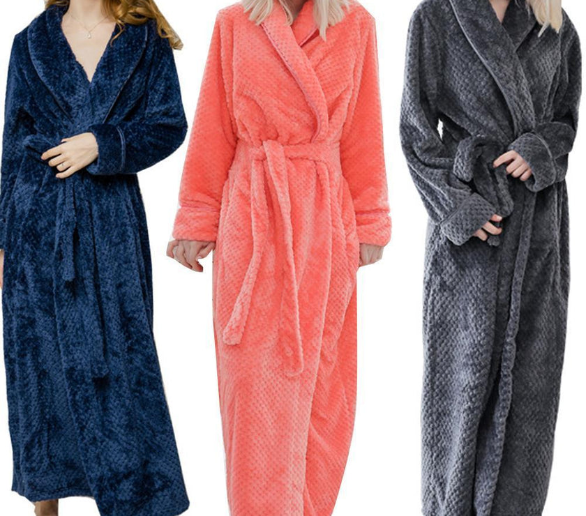 Winter Sleep Bath Robe Women Men Warm Fleece  Robes