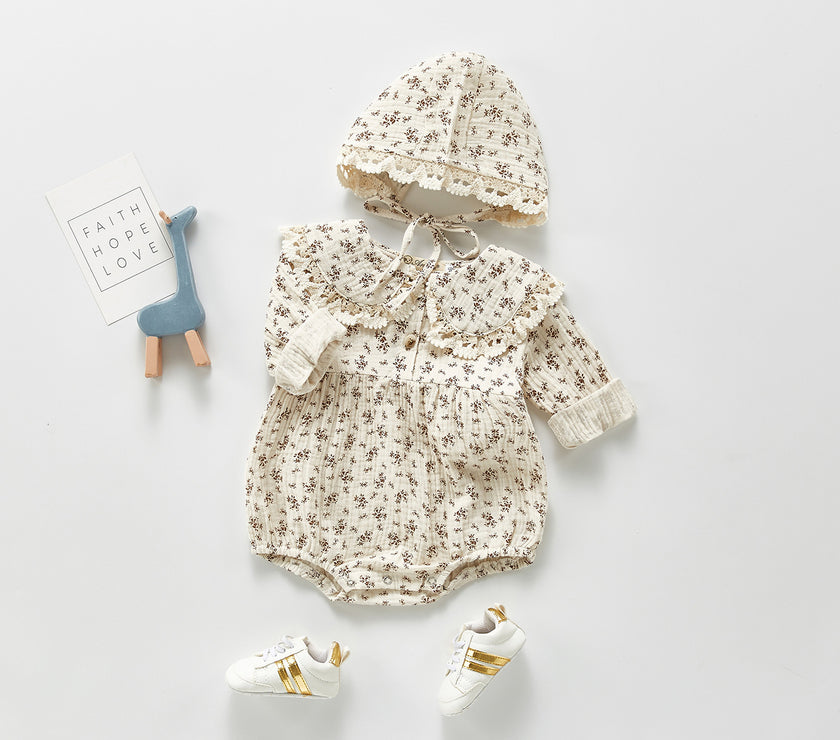 Autumn Baby Clothing Toddler Girls Bodysuits Big Collar Baby Girl Floral Suit Infant One Piece
