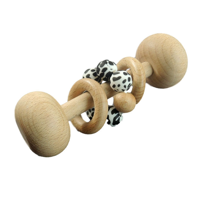 Baby Wooden Rattles, Raw Wooden Toys, Silicone Beads Color Enlightenment Education, Chewable Toys