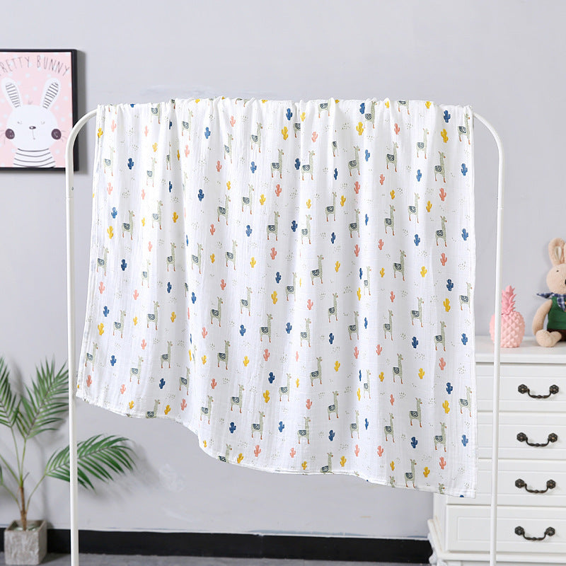 Soft double-layer gauze baby bath towel 110×120cm – absorbent and breathable towel for infants and toddlers.
