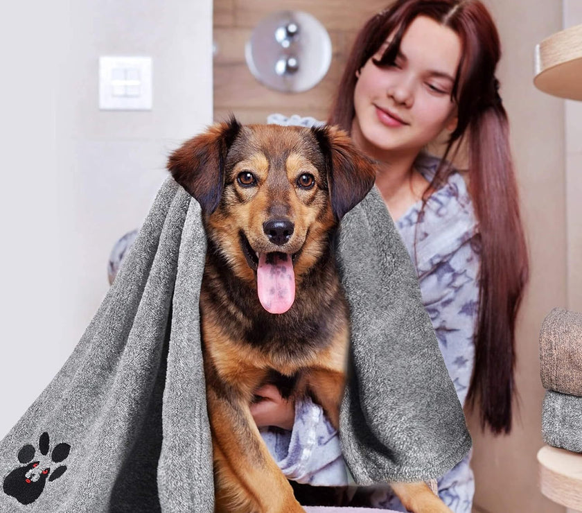 Super Absorbent Dog Bath Towels For Fast Drying - Soft Microfiber Towel For Dogs And Cats