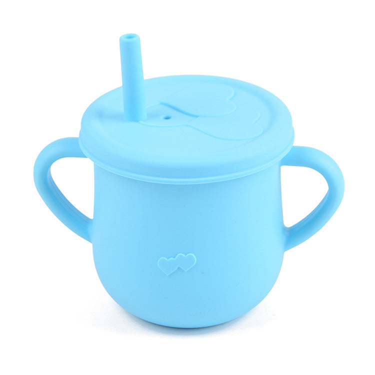 Children's Silicone Straw Drinking Cups Leakproof Baby Learning Drinking Cups Baby Training Straws Cups