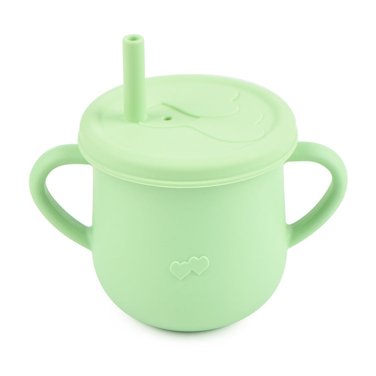 Children's Silicone Straw Drinking Cups Leakproof Baby Learning Drinking Cups Baby Training Straws Cups