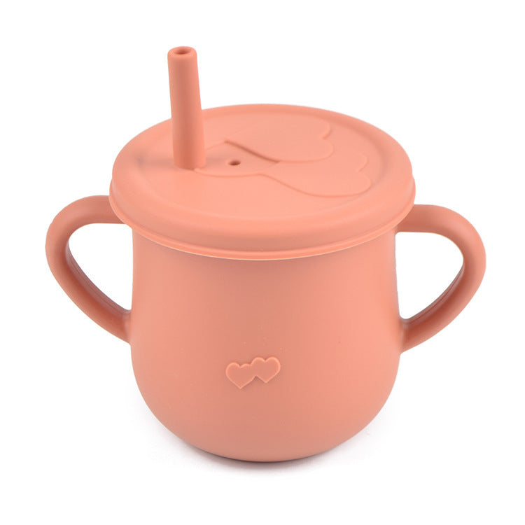 Children's Silicone Straw Drinking Cups Leakproof Baby Learning Drinking Cups Baby Training Straws Cups