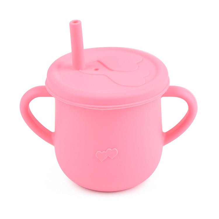 Children's Silicone Straw Drinking Cups Leakproof Baby Learning Drinking Cups Baby Training Straws Cups