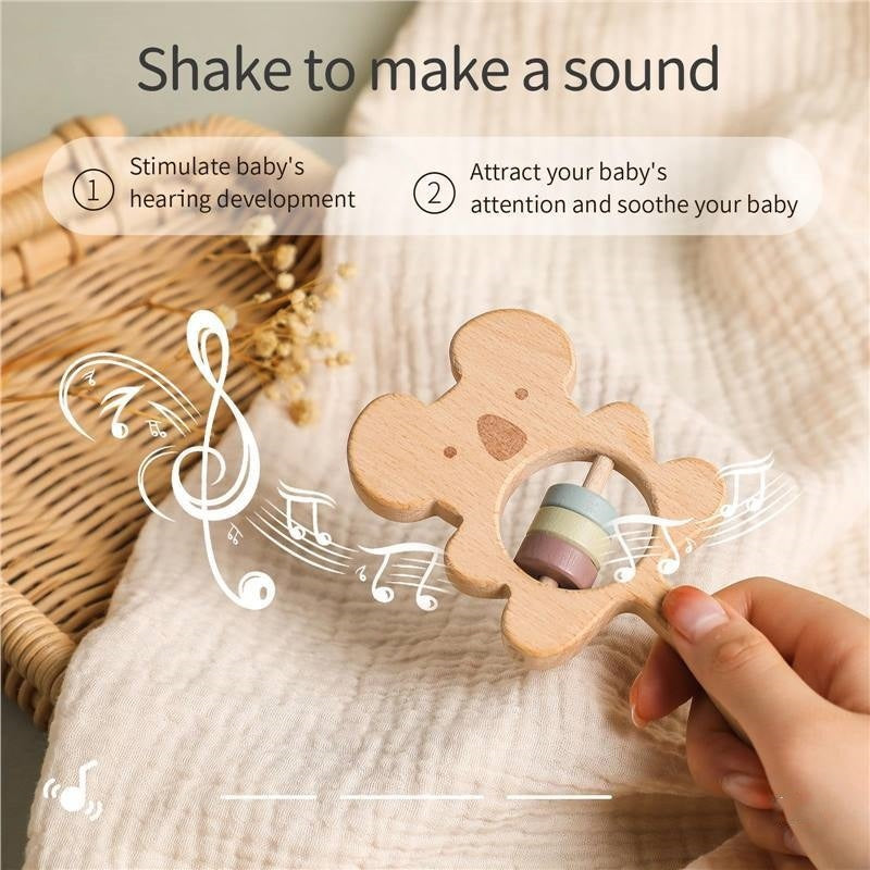 Baby Hand Grasp Rattles DIY Soothing Wooden Toys Asure