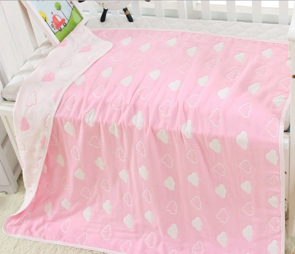 "Soft 110x110cm baby gauze towel blanket in breathable cotton"

