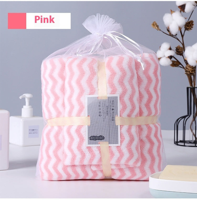 Water Ripple Coral Fleece Towels Child And Mother Suit Two-piece Set