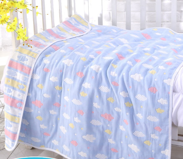 "Soft 110x110cm baby gauze towel blanket in breathable cotton"


