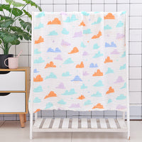 Pink and blue floral print cotton baby bath towel with soft seersucker quilt, ideal for baby girls and fast drying.
