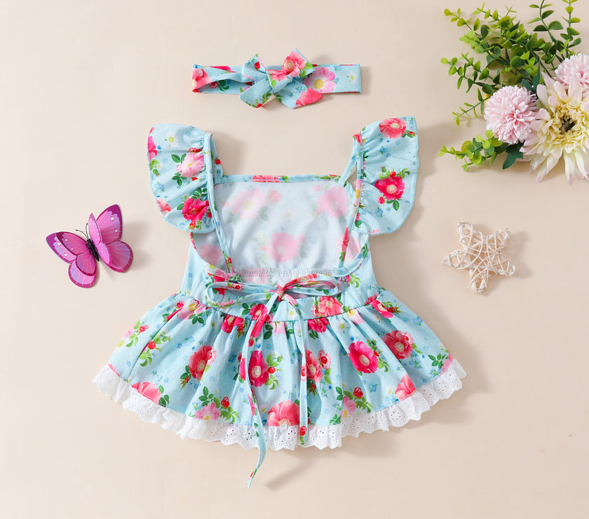 Baby Floral Romper Rompers Jumpsuit Skirt