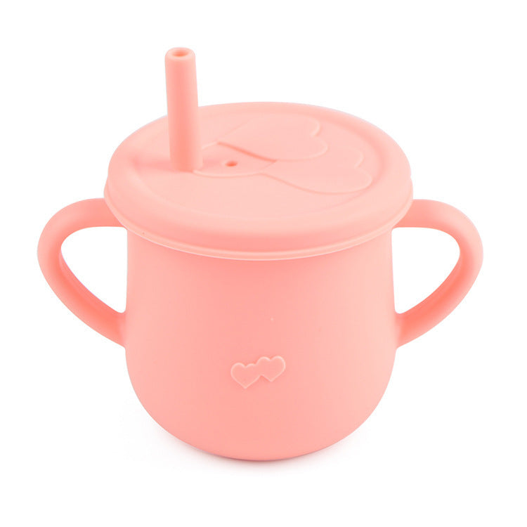 Children's Silicone Straw Drinking Cups Leakproof Baby Learning Drinking Cups Baby Training Straws Cups