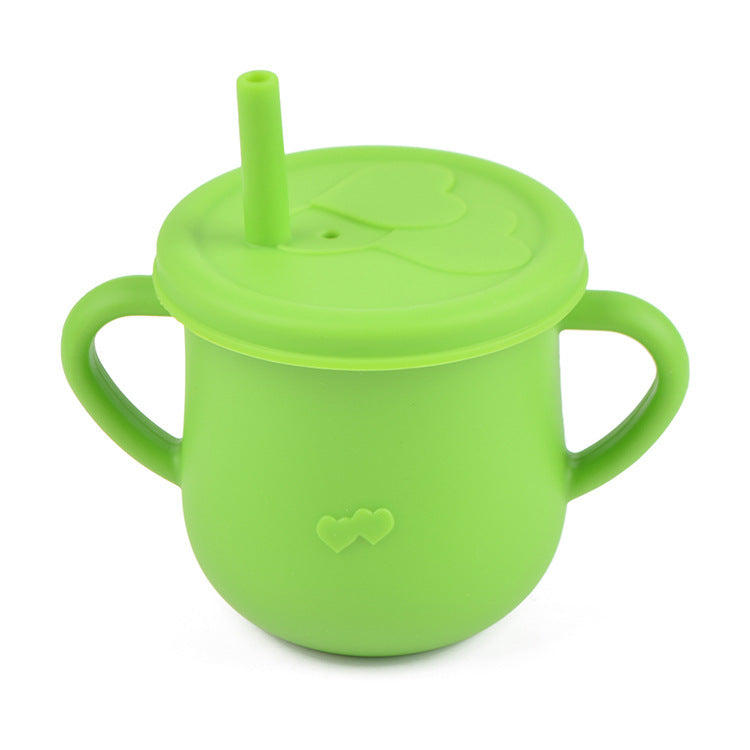 Children's Silicone Straw Drinking Cups Leakproof Baby Learning Drinking Cups Baby Training Straws Cups