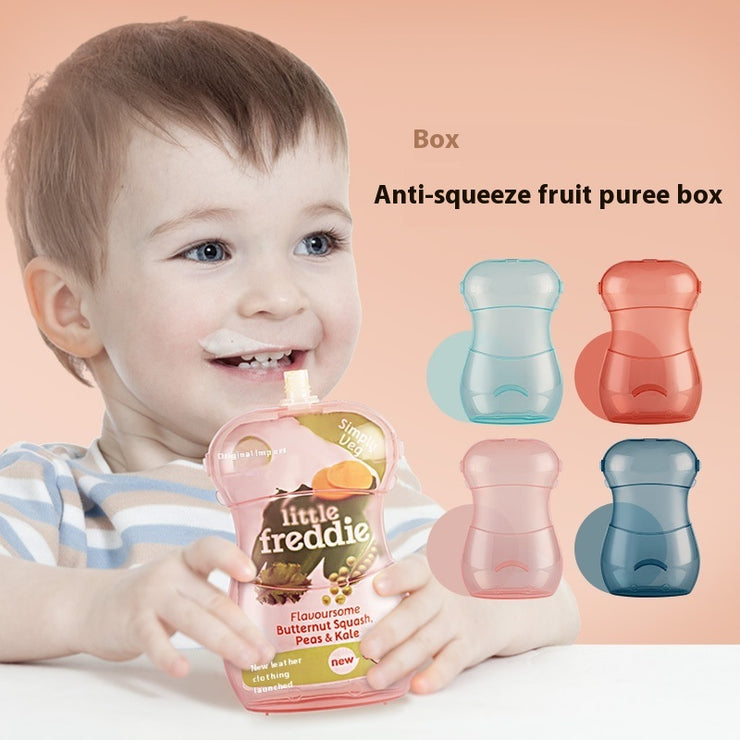Reusable baby food supplement bags for toddlers, ideal for storing fruit purees and soft snacks.
