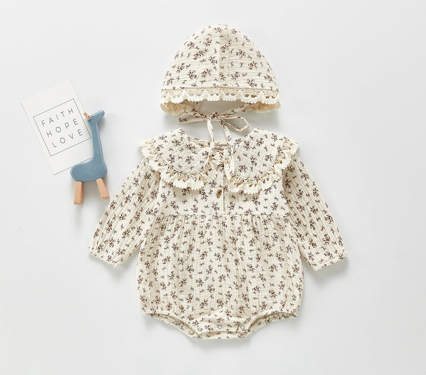 Autumn Baby Clothing Toddler Girls Bodysuits Big Collar Baby Girl Floral Suit Infant One Piece