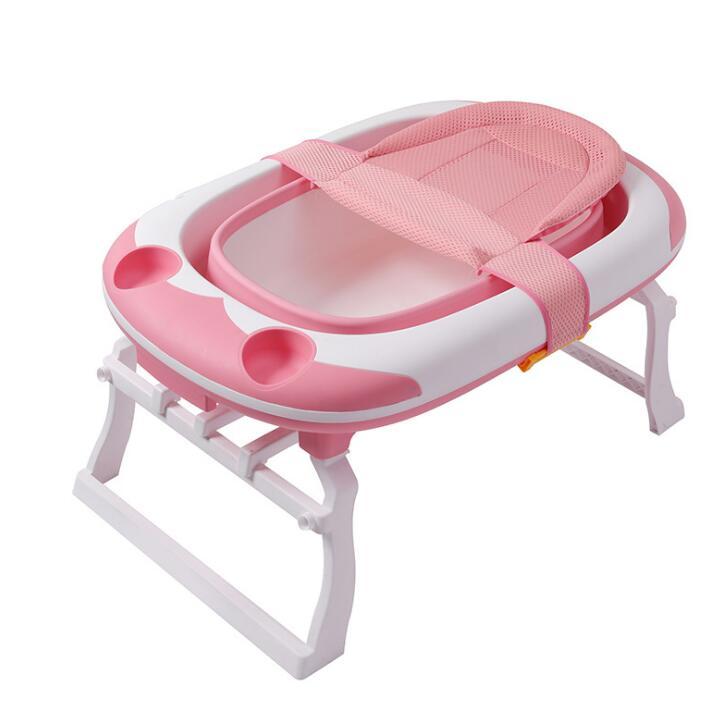 Foldable large baby bath tub with thick edges and seat design