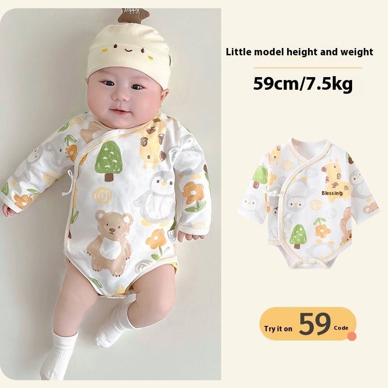 Baby Rompers Spring And Autumn Boneless Class A Pure Cotton Rompers