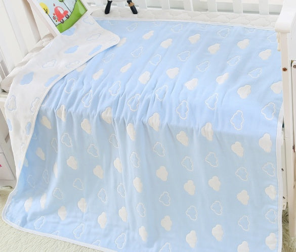 "Soft 110x110cm baby gauze towel blanket in breathable cotton"

