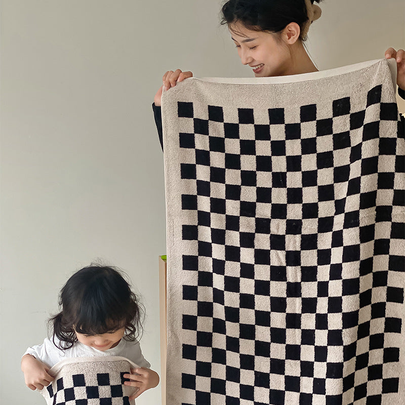Parent-child Chessboard Grid Long-staple Cotton Yarn-dyed Towels