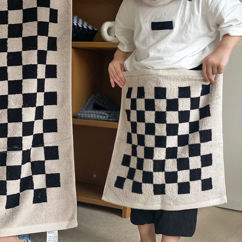 Parent-child Chessboard Grid Long-staple Cotton Yarn-dyed Towels