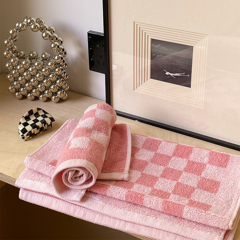 Parent-child Chessboard Grid Long-staple Cotton Yarn-dyed Towels