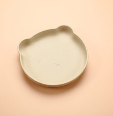 Non-slip silicone baby dinner plate with suction base – BPA-free, divided tray for mess-free toddler feeding.
