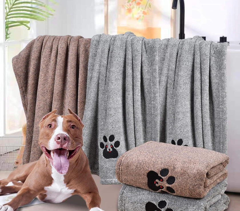 Super Absorbent Dog Bath Towels For Fast Drying - Soft Microfiber Towel For Dogs And Cats
