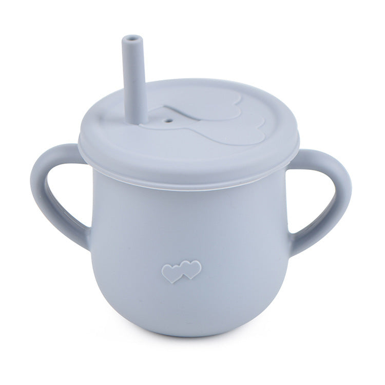 Children's Silicone Straw Drinking Cups Leakproof Baby Learning Drinking Cups Baby Training Straws Cups