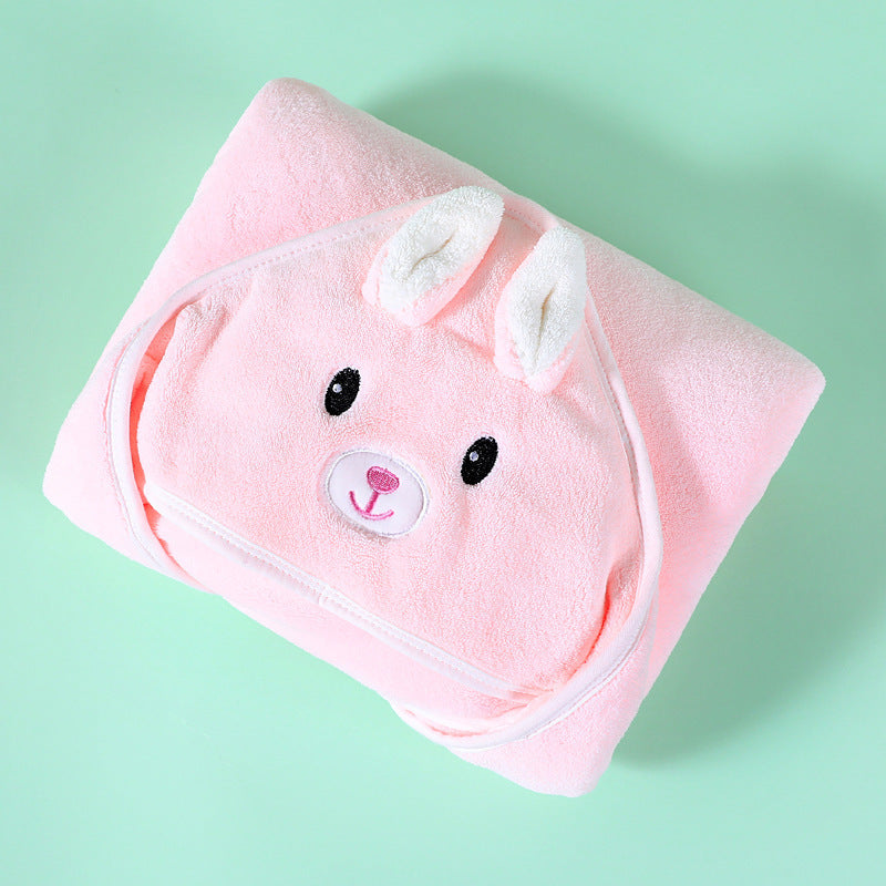 "Coral Fleece Baby Bath Towel Bathrobe with hood for newborns and toddlers"

