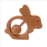 Baby Wooden Rattles, Raw Wooden Toys, Silicone Beads Color Enlightenment Education, Chewable Toys
