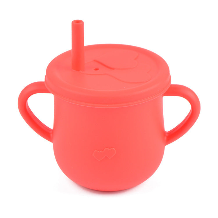 Children's Silicone Straw Drinking Cups Leakproof Baby Learning Drinking Cups Baby Training Straws Cups
