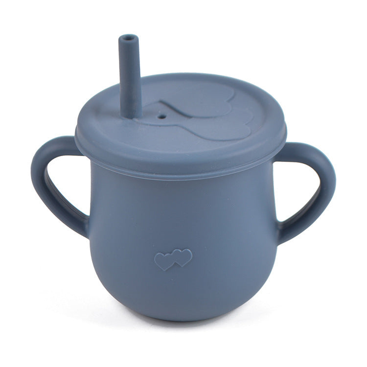 Children's Silicone Straw Drinking Cups Leakproof Baby Learning Drinking Cups Baby Training Straws Cups