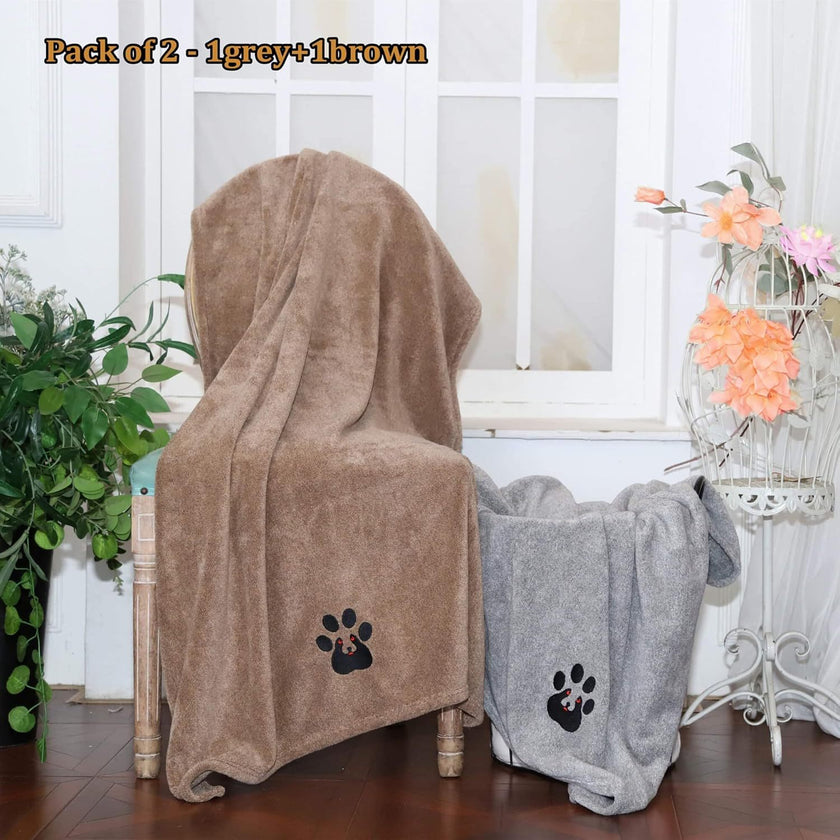 Super Absorbent Dog Bath Towels For Fast Drying - Soft Microfiber Towel For Dogs And Cats