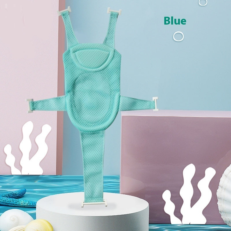 "Soft baby bath net bag rack with mesh design for newborn safety"

