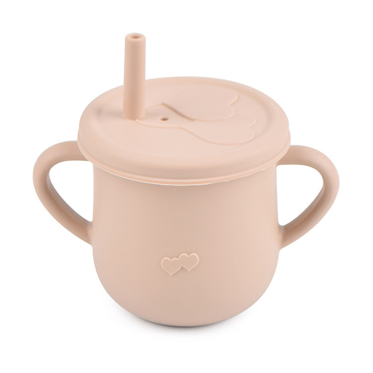 Children's Silicone Straw Drinking Cups Leakproof Baby Learning Drinking Cups Baby Training Straws Cups